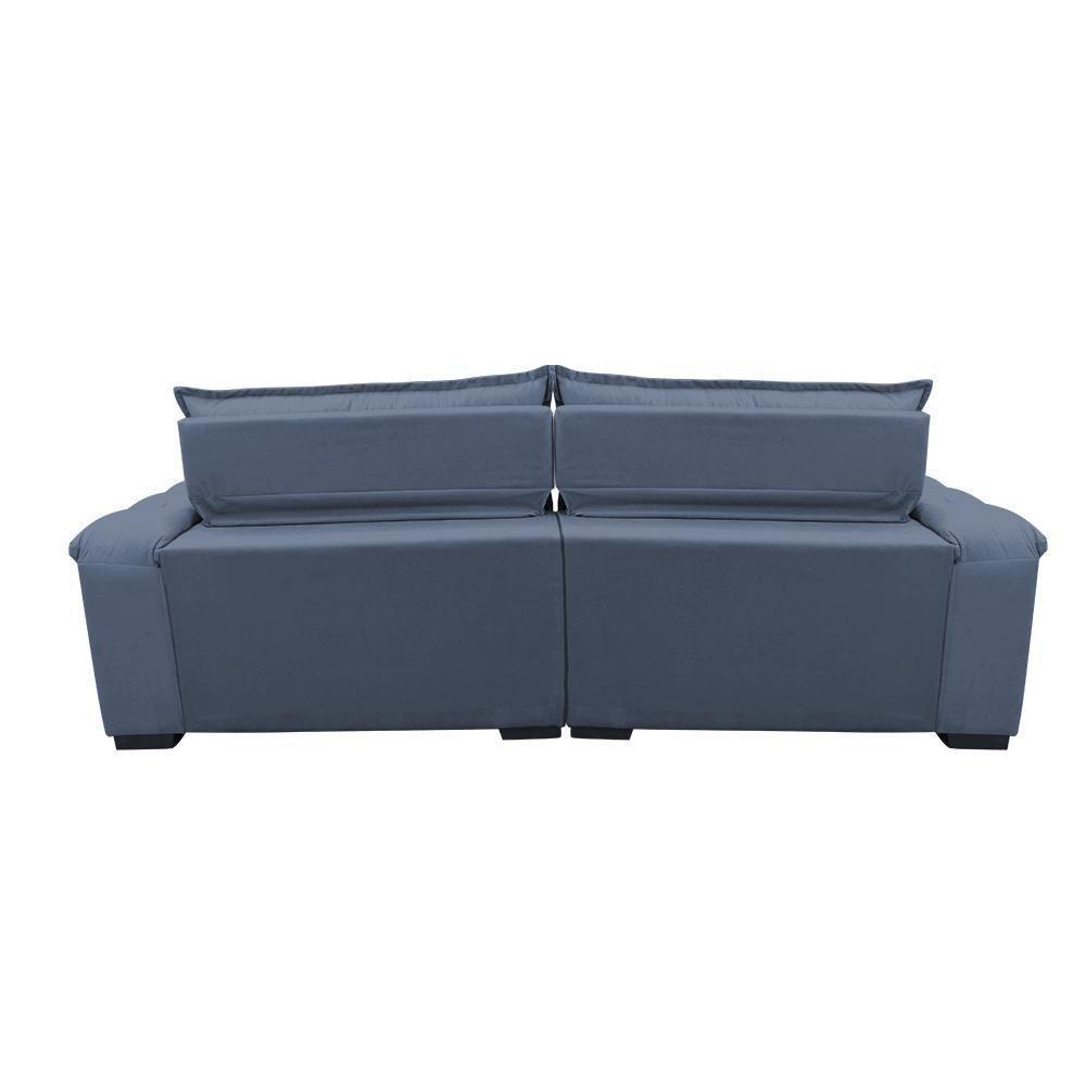 Sofá Retrátil E Reclinável 2,92m Com Molas Ensacadas Cama Inbox Aconchego Tecido Suede Azul - 4