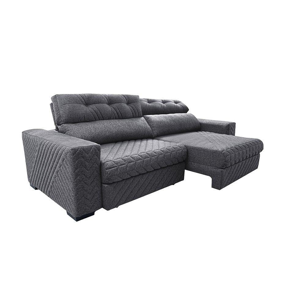 Sofá Retrátil E Reclinável 2,95m Molas Ensacadas Cama Inbox Style Thermo Gel Linho Cinza Escuro - 3