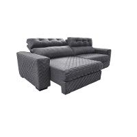 Sofá Retrátil E Reclinável 2,95m Molas Ensacadas Cama Inbox Style Thermo Gel Linho Cinza Escuro - 2
