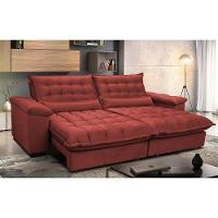 Sofá Retrátil E Reclinável 2,92m Com Molas Ensacadas Cama Inbox Aconchego Tecido Suede Vermelho - 1