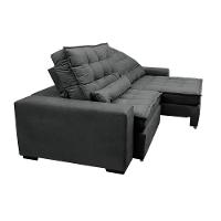 Sofá Retrátil E Reclinável 3,12m Molas Ensacadas Cama Inbox Catar Velusoft Cinza - 2