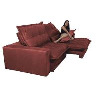 Sofá Retrátil E Reclinável 2,92m Com Molas Ensacadas Cama Inbox Soft Tecido Suede Vermelho - 3