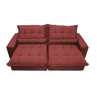 Sofá Retrátil E Reclinável 2,92m Com Molas Ensacadas Cama Inbox Soft Tecido Suede Vermelho