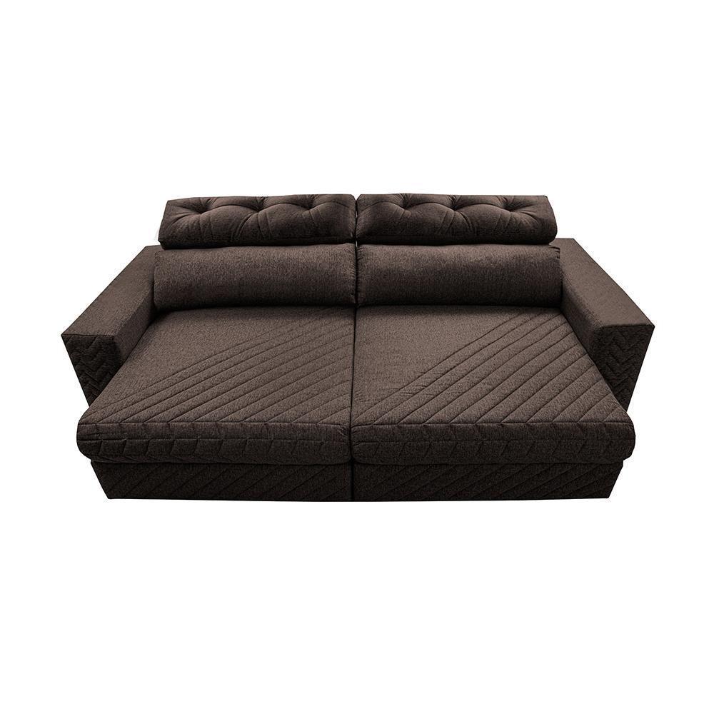 Sofá Retrátil E Reclinável 2,95m Molas Ensacadas Cama Inbox Style Thermo Gel Linho Marrom - 5