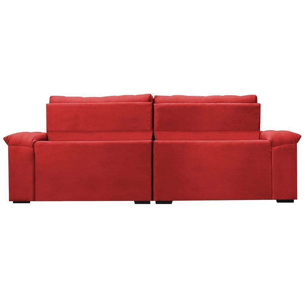 Sofá Retrátil E Reclinável 2,95m Molas Ensacadas Cama Inbox Big Home Com Bordado Velusoft Vermelho - 4