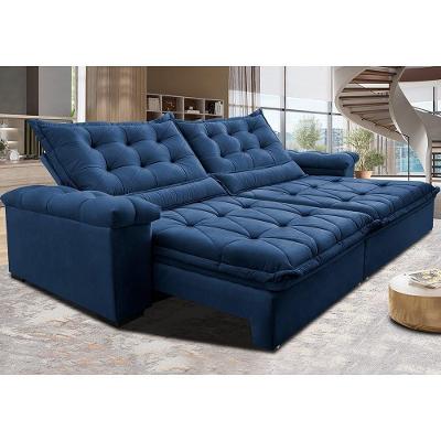 Sofá Retrátil E Reclinável 3,15M Cama Inbox Big Fresh Com Softgel D40 Velupluma Azul