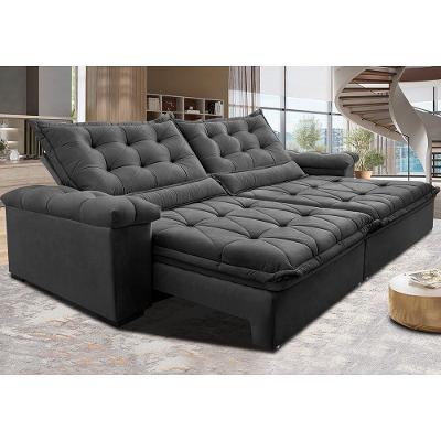 Sofá Retrátil E Reclinável 3,15M Cama Inbox Big Fresh Com Softgel D40 Velupluma Cinza