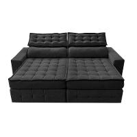 Sofá Retrátil E Reclinável 3,15M Cama Inbox Big Puffer Com Softgel D40 Velupluma Preto - 5