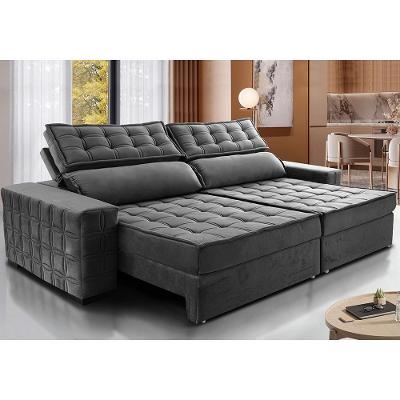 Sofá Retrátil E Reclinável 2,95M Cama Inbox Big Star Com Softgel D40 Velupluma Cinza