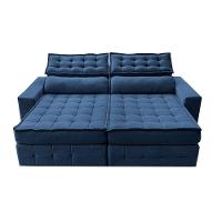 Sofá Retrátil E Reclinável 3,15M Cama Inbox Big Puffer Com Softgel D40 Velupluma Azul - 5