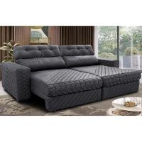 Sofá Retrátil E Reclinável 2,75m Molas Ensacadas Cama Inbox Style Thermo Gel Linho Cinza Escuro - 1