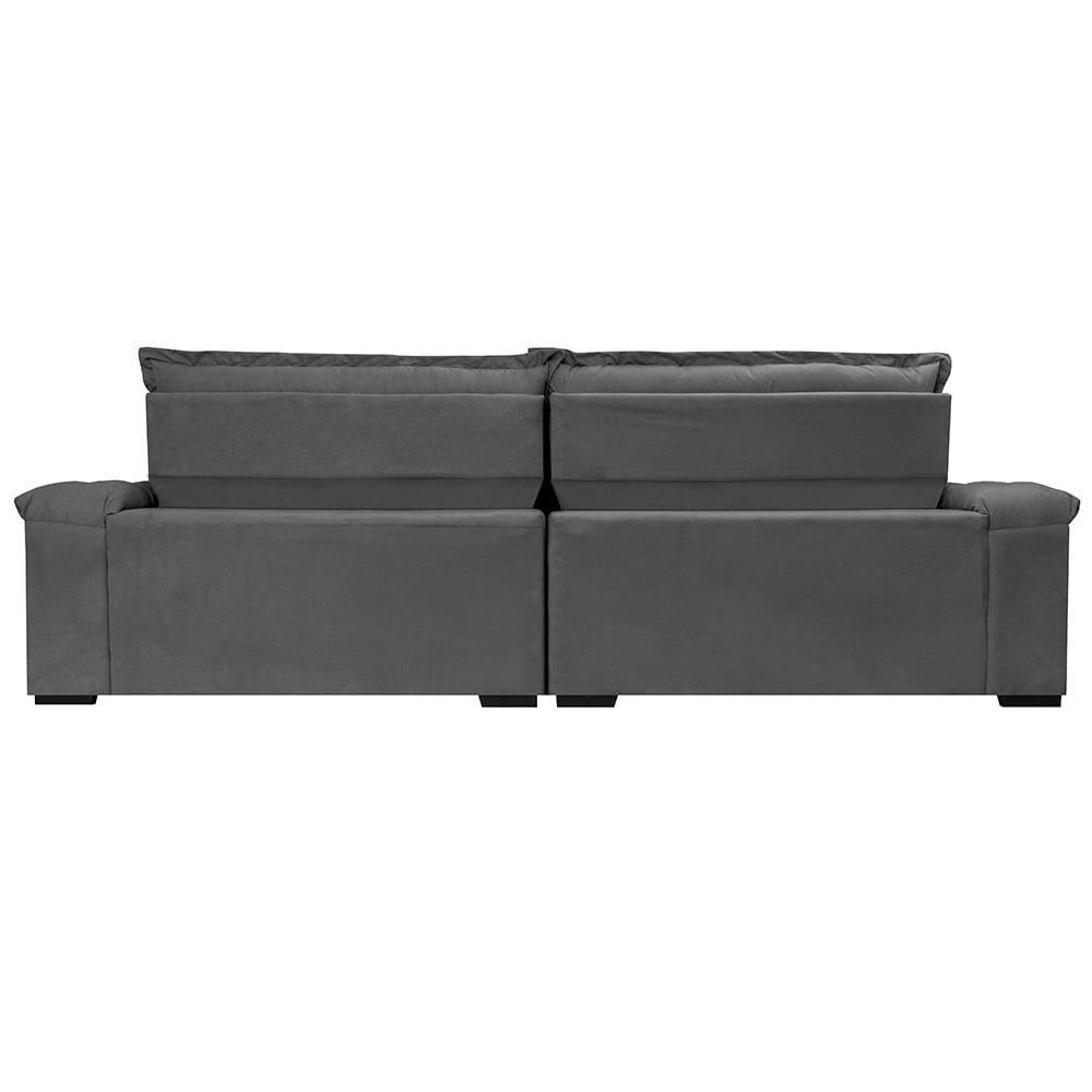 Sofá Retrátil E Reclinável 2,95m Molas Ensacadas Cama Inbox Big Space Com Bordado 3d Velusoft Cinza - 4