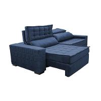 Sofá Retrátil E Reclinável 2,95M Cama Inbox Big Star Com Softgel D40 Velupluma Azul - 2