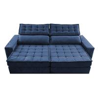 Sofá Retrátil E Reclinável 2,95M Cama Inbox Big Star Com Softgel D40 Velupluma Azul - 5