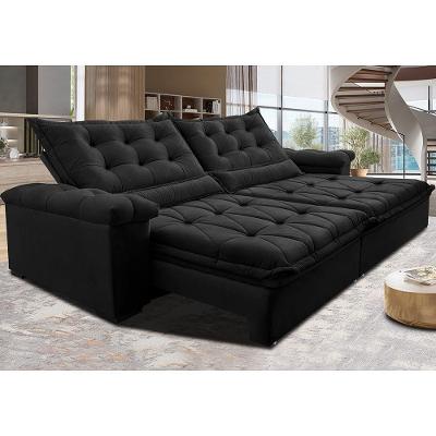 Sofá Retrátil E Reclinável 2,95M Cama Inbox Big Fresh Com Softgel D40 Velupluma Preto