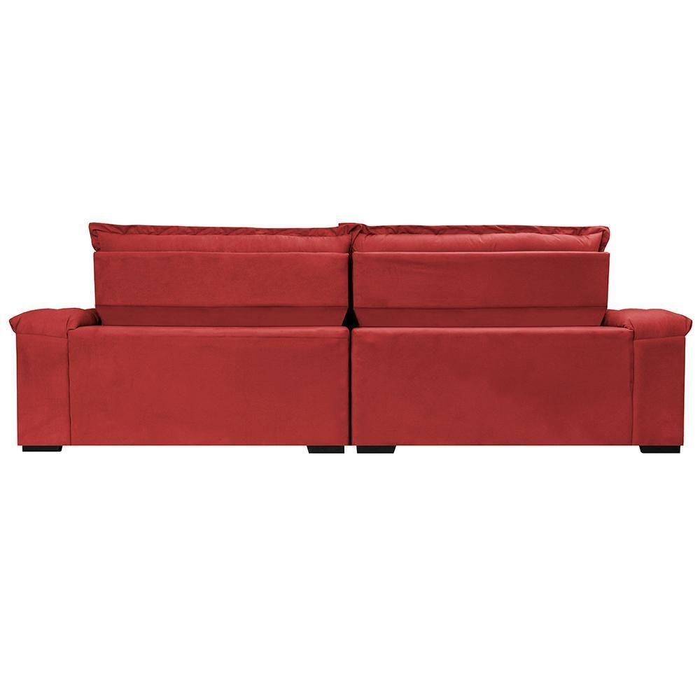 Sofá Retrátil E Reclinável 2,55m Molas Ensacadas Cama Inbox Big Space Com Bordado Velusoft Vermelho - 4