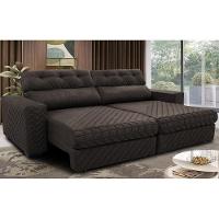 Sofá Retrátil E Reclinável 2,55m Molas Ensacadas Cama Inbox Style Thermo Gel Linho Marrom - 1