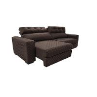 Sofá Retrátil E Reclinável 2,55m Molas Ensacadas Cama Inbox Style Thermo Gel Linho Marrom - 2