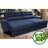 Sofá Retrátil E Reclinável 2,72m Molas Ensacadas Cama Inbox Brasil Velusoft Azul - 1
