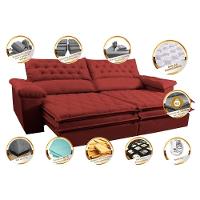 Sofá Retrátil E Reclinável 2,92m Molas Ensacadas Cama Inbox Alemanha Viscoelástico Velusoft Vermelho - 7