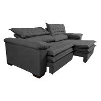 Sofá Retrátil E Reclinável 2,92m Molas Ensacadas Cama Inbox Alemanha De Viscoelástico Velusoft Cinza - 2