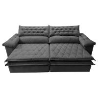 Sofá Retrátil E Reclinável 2,92m Molas Ensacadas Cama Inbox Alemanha De Viscoelástico Velusoft Cinza - 5