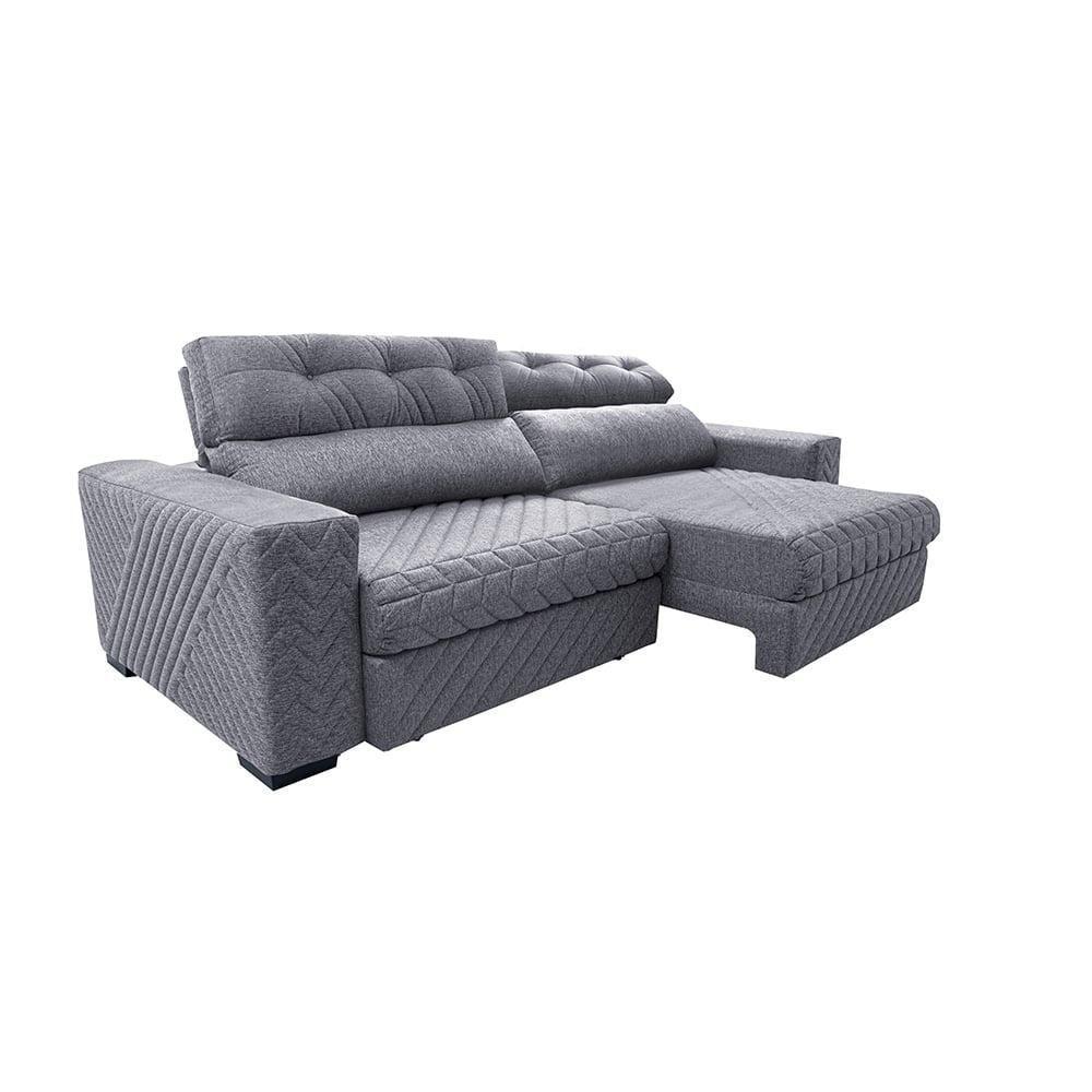 Sofá Retrátil E Reclinável 2,75m Molas Ensacadas Cama Inbox Style Thermo Gel Linho Cinza Claro - 3