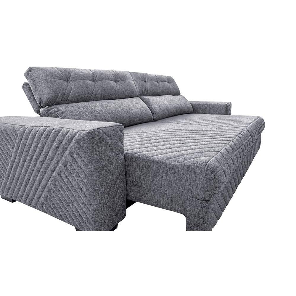 Sofá Retrátil E Reclinável 2,75m Molas Ensacadas Cama Inbox Style Thermo Gel Linho Cinza Claro - 6
