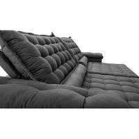Sofá Retrátil E Reclinável 2,75m Molas Ensacadas Cama Inbox Big Space Com Bordado 3d Velusoft Cinza - 6
