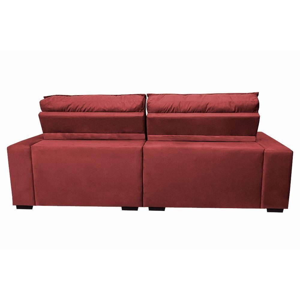 Sofá Retrátil E Reclinável 2,52m Molas Ensacadas Cama Inbox Catar Velusoft Vermelho - 4