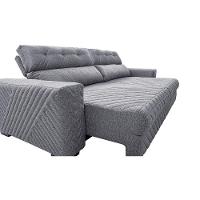 Sofá Retrátil E Reclinável 2,55m Molas Ensacadas Cama Inbox Style Thermo Gel Linho Cinza Claro - 6