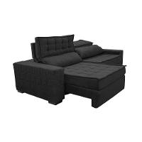 Sofá Retrátil E Reclinável 2,55M Cama Inbox Big Star Com Softgel D40 Velupluma Preto - 2
