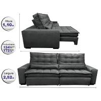 Sofá Retrátil E Reclinável 2,52m Molas Ensacadas Cama Inbox Catar Velusoft Cinza - 8