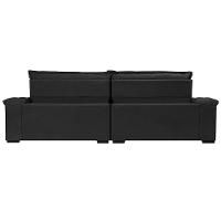 Sofá Retrátil E Reclinável 2,95m Molas Ensacadas Cama Inbox Big Space Com Bordado 3d Velusoft Preto