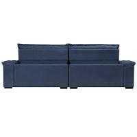 Sofá Retrátil E Reclinável 2,55m Molas Ensacadas Cama Inbox Big Space Com Bordado 3d Velusoft Azul