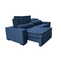 Sofá Retrátil E Reclinável 2,55M Cama Inbox Big Puffer Com Softgel D40 Velupluma Azul - 3