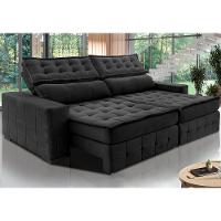 Sofá Retrátil E Reclinável 2,75M Cama Inbox Big Puffer Com Softgel D40 Velupluma Preto - 1