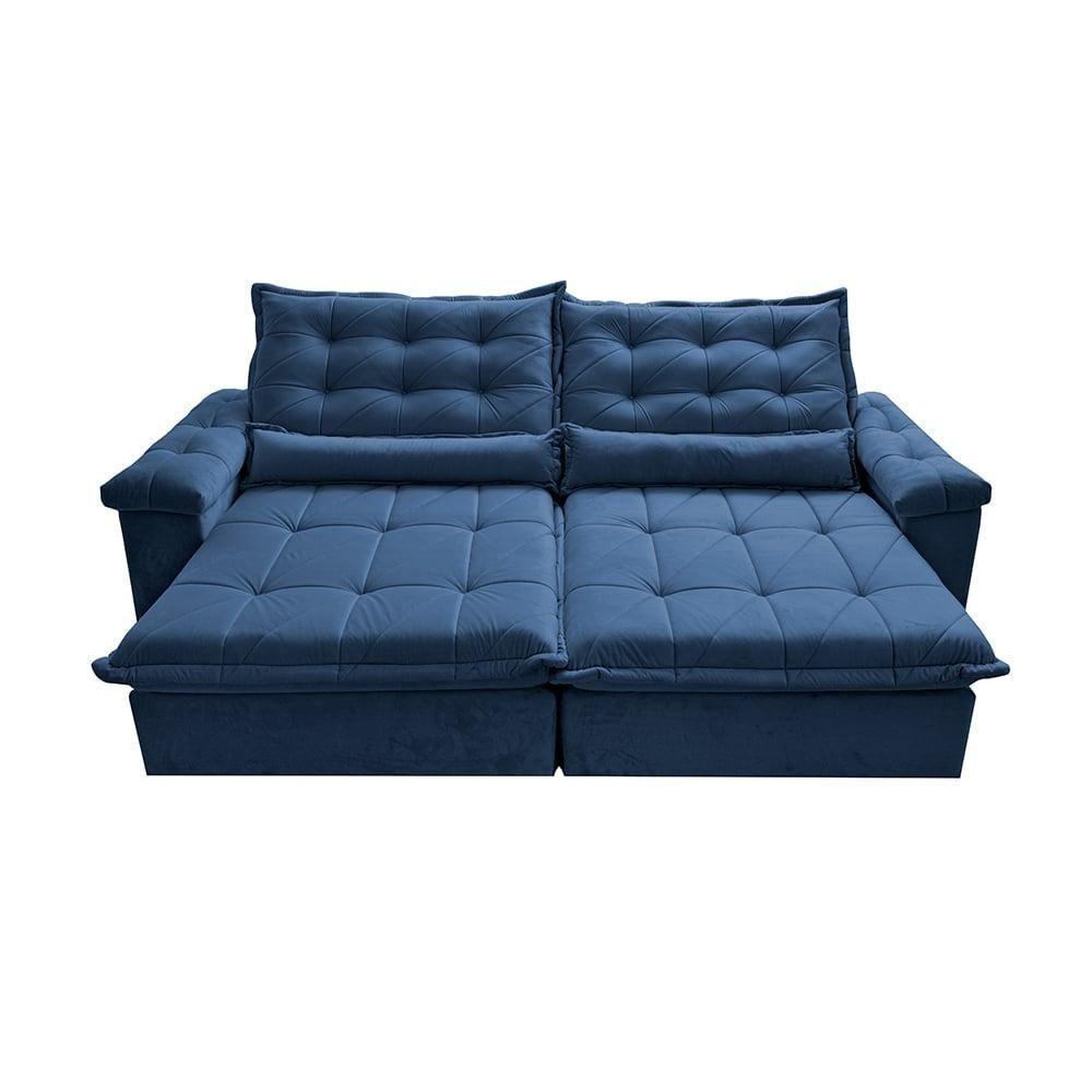 Sofá Retrátil E Reclinável 2,75M Cama Inbox Big Fresh Com Softgel D40 Velupluma Azul - 5