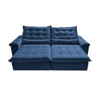Sofá Retrátil E Reclinável 2,75M Cama Inbox Big Fresh Com Softgel D40 Velupluma Azul - 5