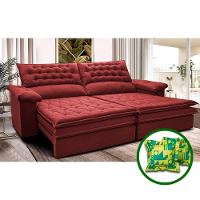 Sofá Retrátil E Reclinável 2,52m Molas Ensacadas Cama Inbox Alemanha Viscoelástico Velusoft Vermelho - 1