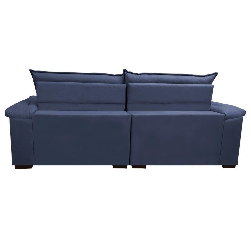 Sofá Retrátil E Reclinável 2,52m Molas Ensacadas Cama Inbox Alemanha De Viscoelástico Velusoft Azul - 4