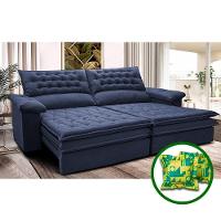 Sofá Retrátil E Reclinável 2,52m Molas Ensacadas Cama Inbox Alemanha De Viscoelástico Velusoft Azul - 1