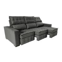 Sofá Retrátil E Reclinável 2,50m Molas Ensacadas E Costura Tripla Cama Inbox Nobre Suede Cinza - 2