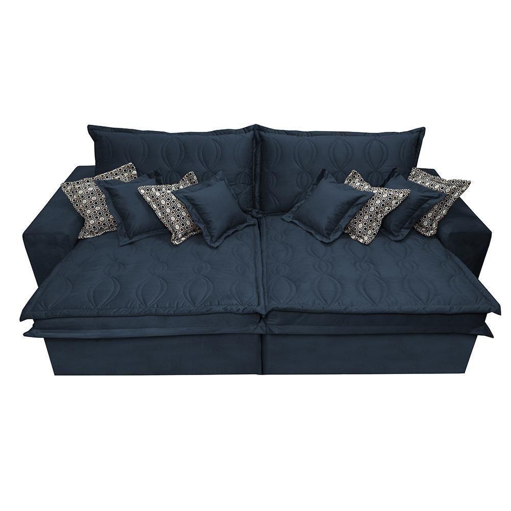 Sofá Retrátil E Reclinável 2,52m Com Molas Ensacadas Cama Inbox Supreme Tecido Suede Velusoft Azul - 5