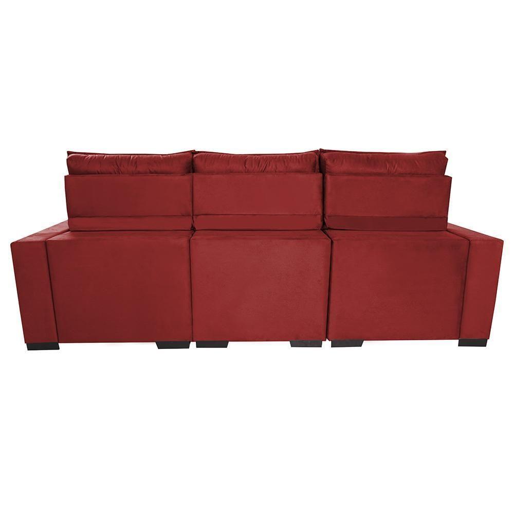Sofá Retrátil E Reclinável 2,50m Molas Ensacadas E Costura Tripla Cama Inbox Nobre Suede Vermelho - 4