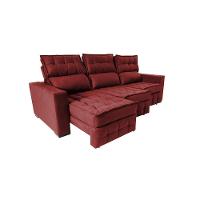 Sofá Retrátil E Reclinável 2,50m Molas Ensacadas E Costura Tripla Cama Inbox Nobre Suede Vermelho - 3
