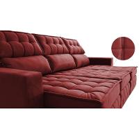Sofá Retrátil E Reclinável 2,50m Molas Ensacadas E Costura Tripla Cama Inbox Nobre Suede Vermelho - 6