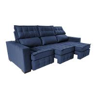Sofá Retrátil E Reclinável 2,50m Molas Ensacadas E Costura Tripla Cama Inbox Nobre Suede Azul - 2
