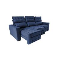 Sofá Retrátil E Reclinável 2,50m Molas Ensacadas E Costura Tripla Cama Inbox Nobre Suede Azul - 3