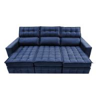Sofá Retrátil E Reclinável 2,50m Molas Ensacadas E Costura Tripla Cama Inbox Nobre Suede Azul - 5